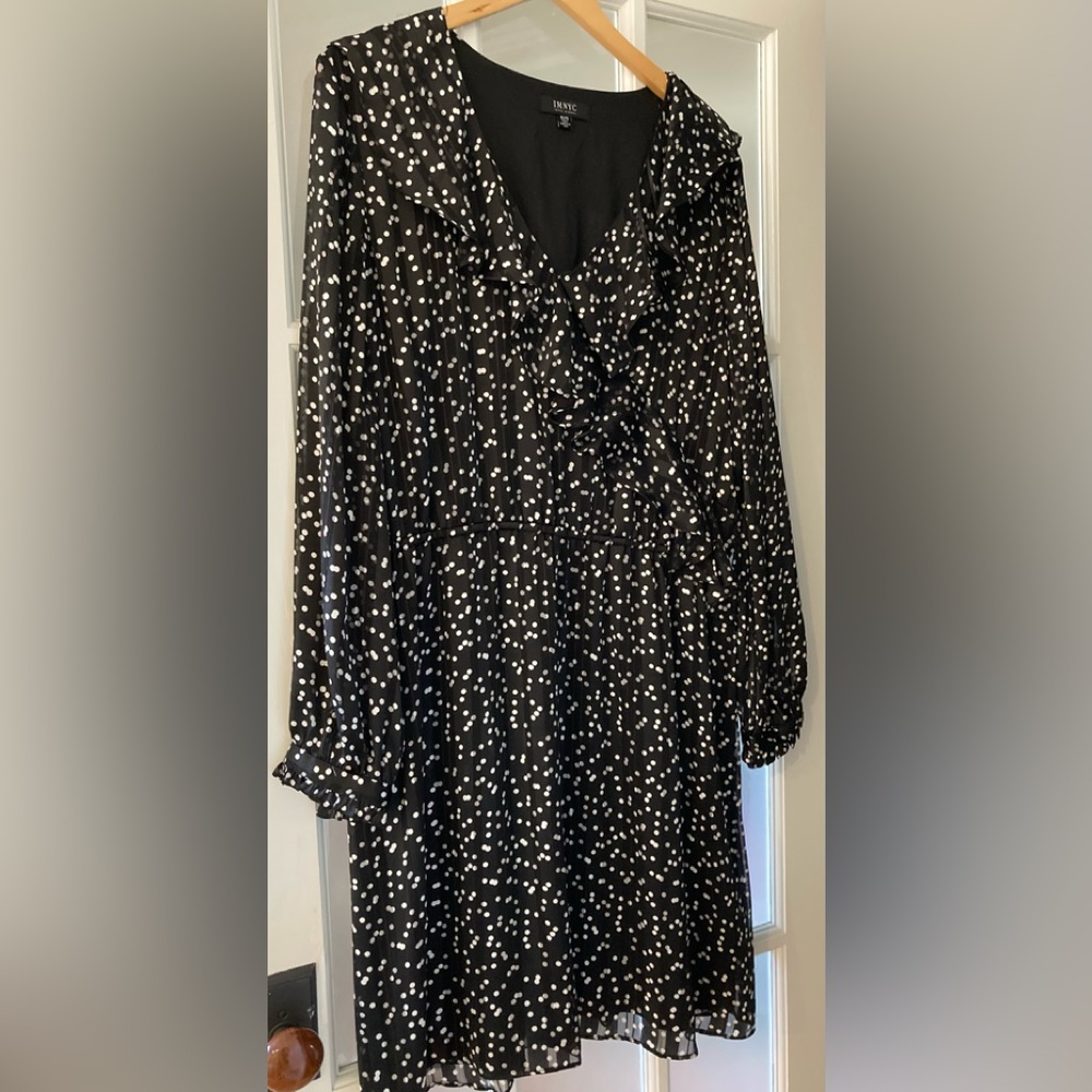 Isaac Mizrahi Black Dress with White Dots